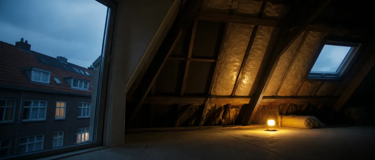 Hoe je een schuin dak van binnenuit isoleert: de opbouw tussen de sporen, de dampscherm-regel, wat te doen bij te ondiepe sporen en wanneer sarking logischer is.